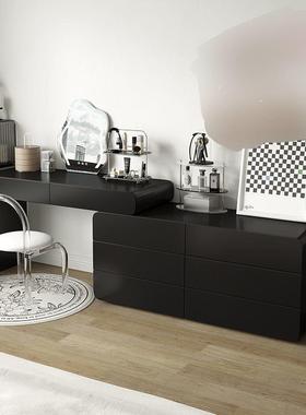 Tal奶油风梳妆卧妆台黑色化台斗柜一体梳633妆台化妆镜梳妆室台梳