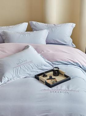 nmsd轻奢款纯棉磨毛件长绒棉简约套刺四绣加厚套全棉秋冬季床被上