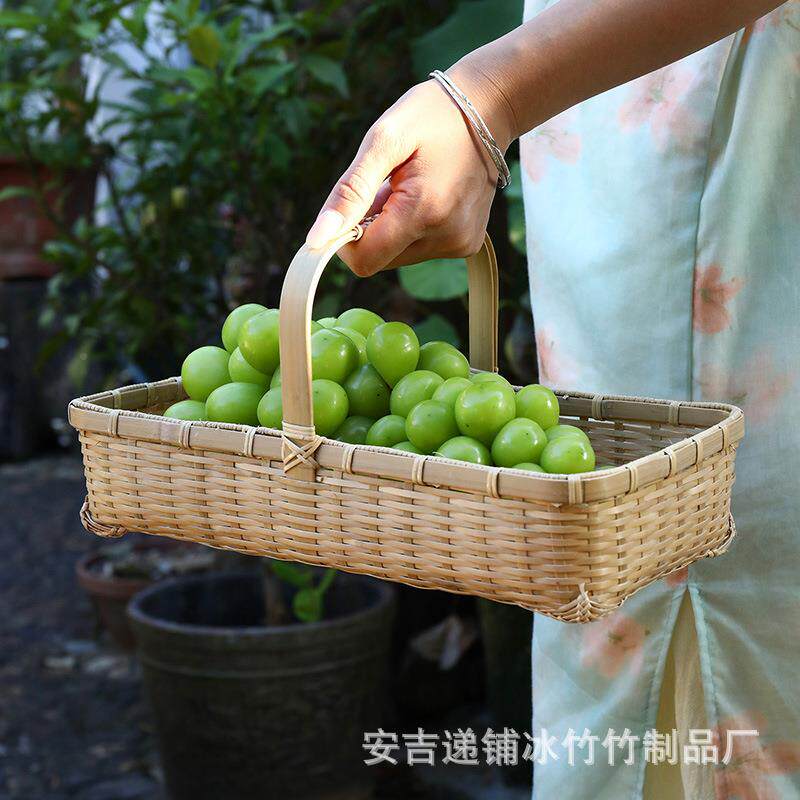 具竹篮子竹收纳筐手工编紫织编古风迷你手提篮茶收纳篮395水果收