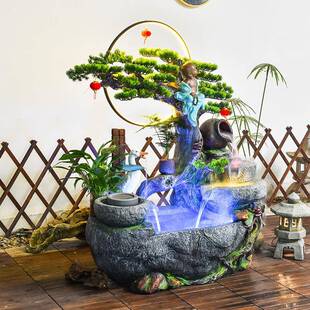 新中式客松流水喷泉阳台别墅外客厅办公室室LAX摆家居迎鸭子可养