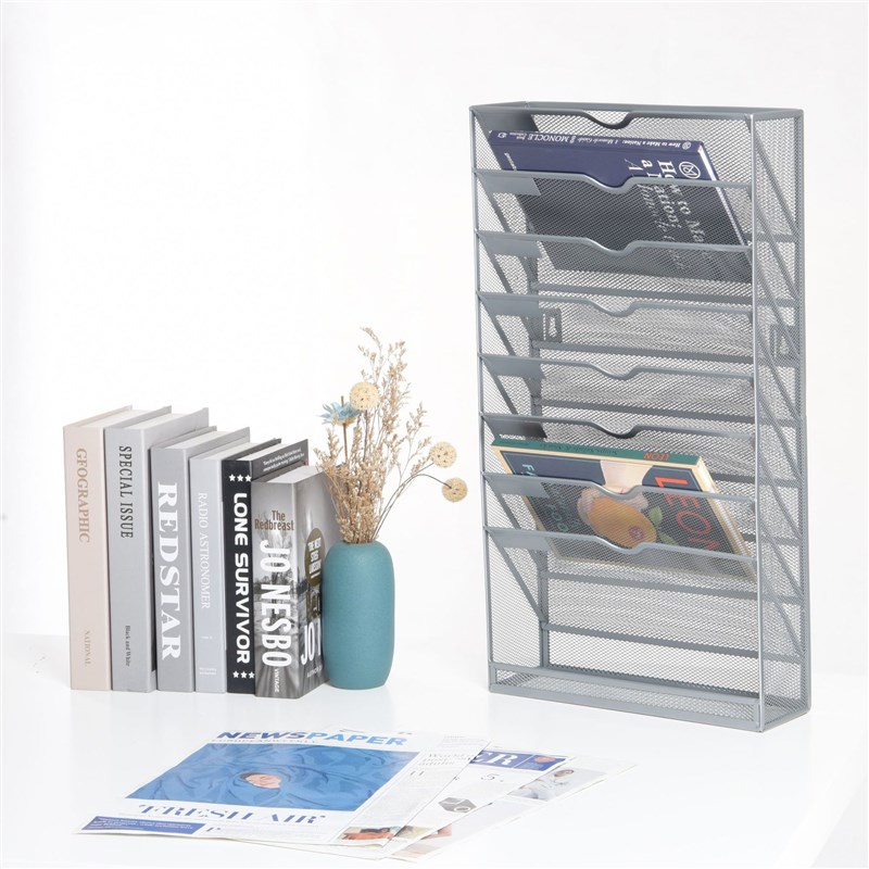 8联铁艺壁挂A4文件架金属5层12层杂志学生课本报纸资料分类展示架