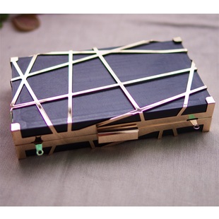 套 长方形浅金色线条框架盒子口金diy手拿包配件60元 新款 设计师款