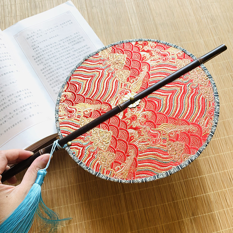 荷塘月韵喜扇古风汉服圆形腰扇可卷折叠古扇拍照表演走秀舞蹈道具,居家日用,扇子,淘宝优惠券,粉丝福利购,淘宝优惠卷