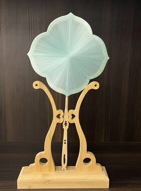 国潮古风四叶花自制蚕丝扇桑蚕手工非遗团扇DIY完整材料包青绿色