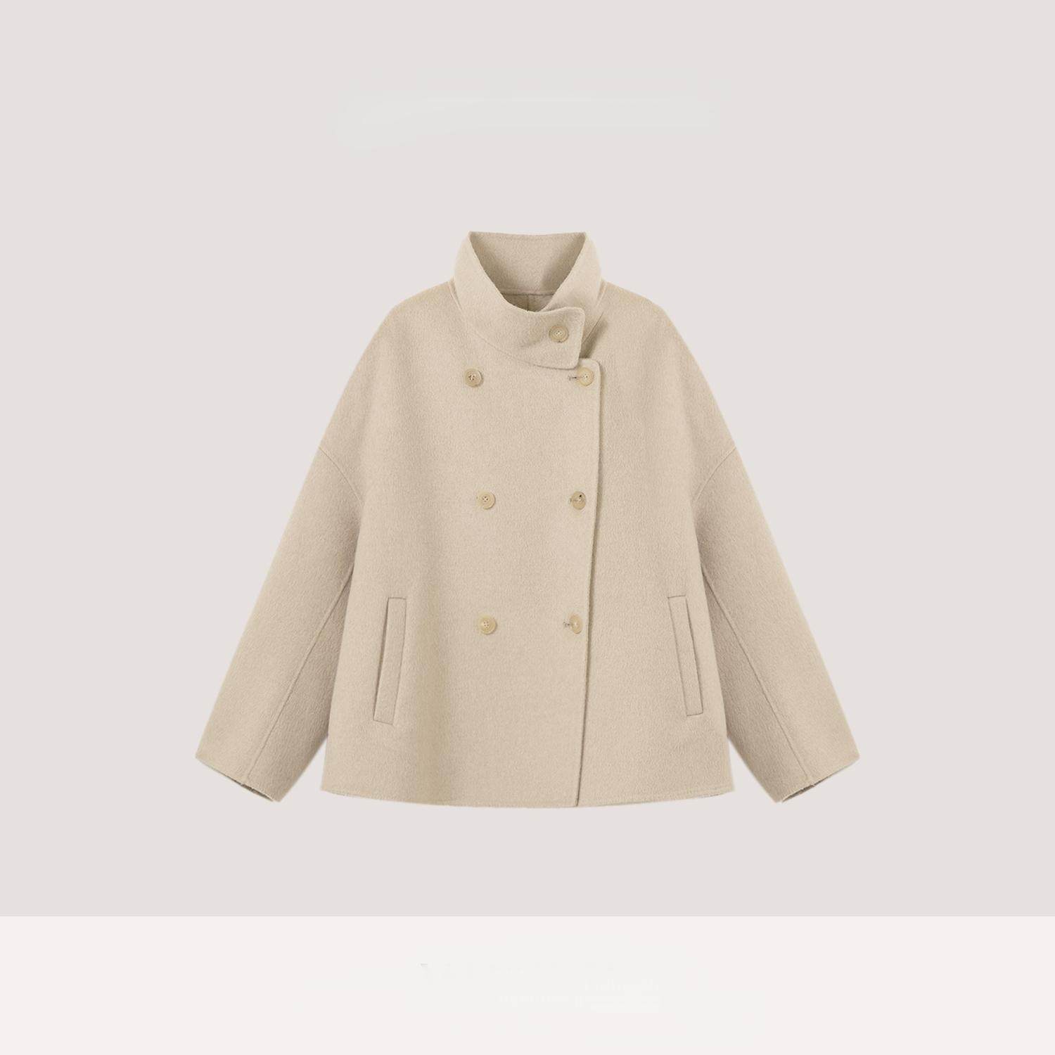 【汤曼妮粉丝专享】山羊绒羊毛复古双面牛角扣立领大衣54C123102,女装/女士精品,短外套,淘宝优惠券,粉丝福利购,淘宝优惠卷