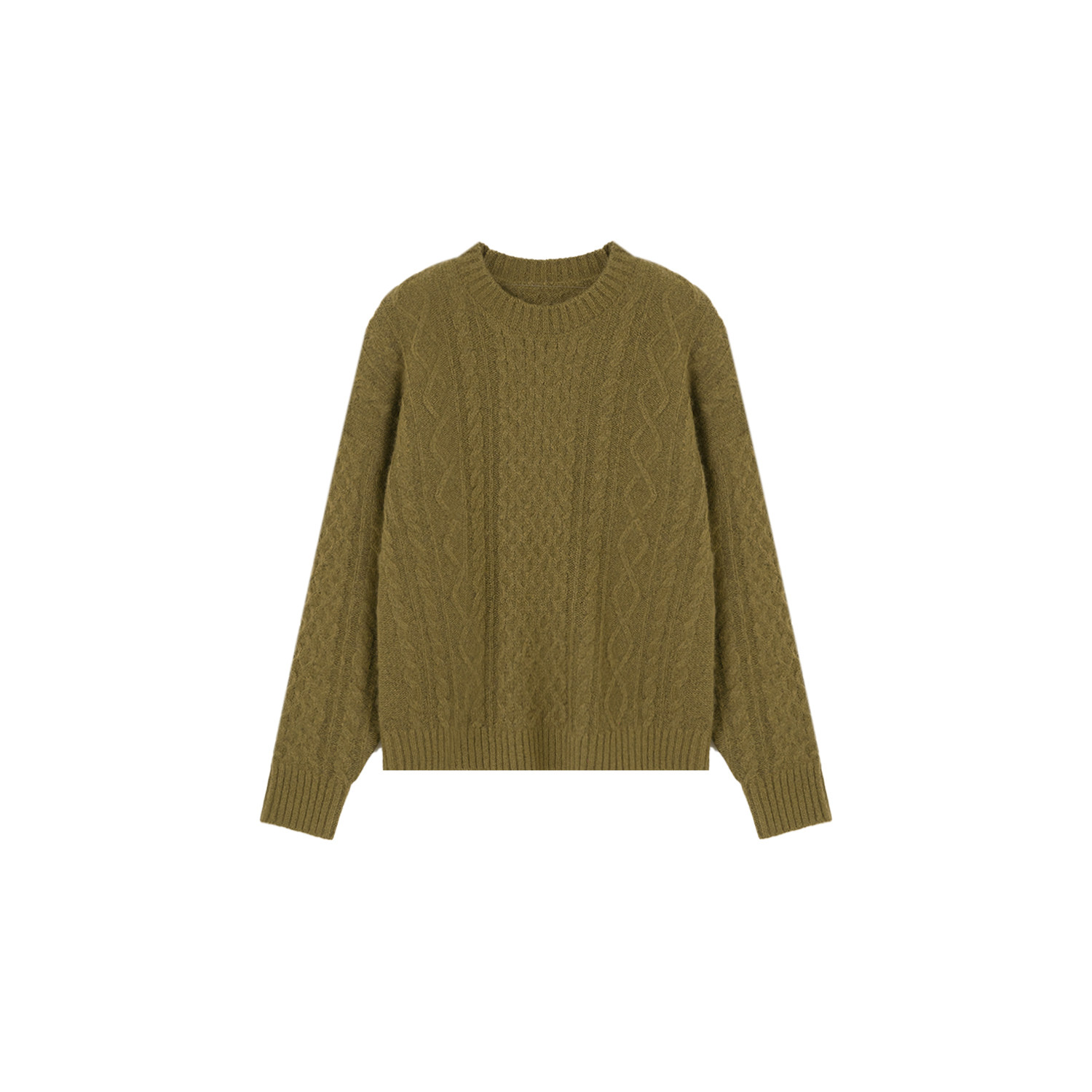 【二米粉丝专享】立体绞花羊毛圆领长袖套头羊毛衫 54Z313276