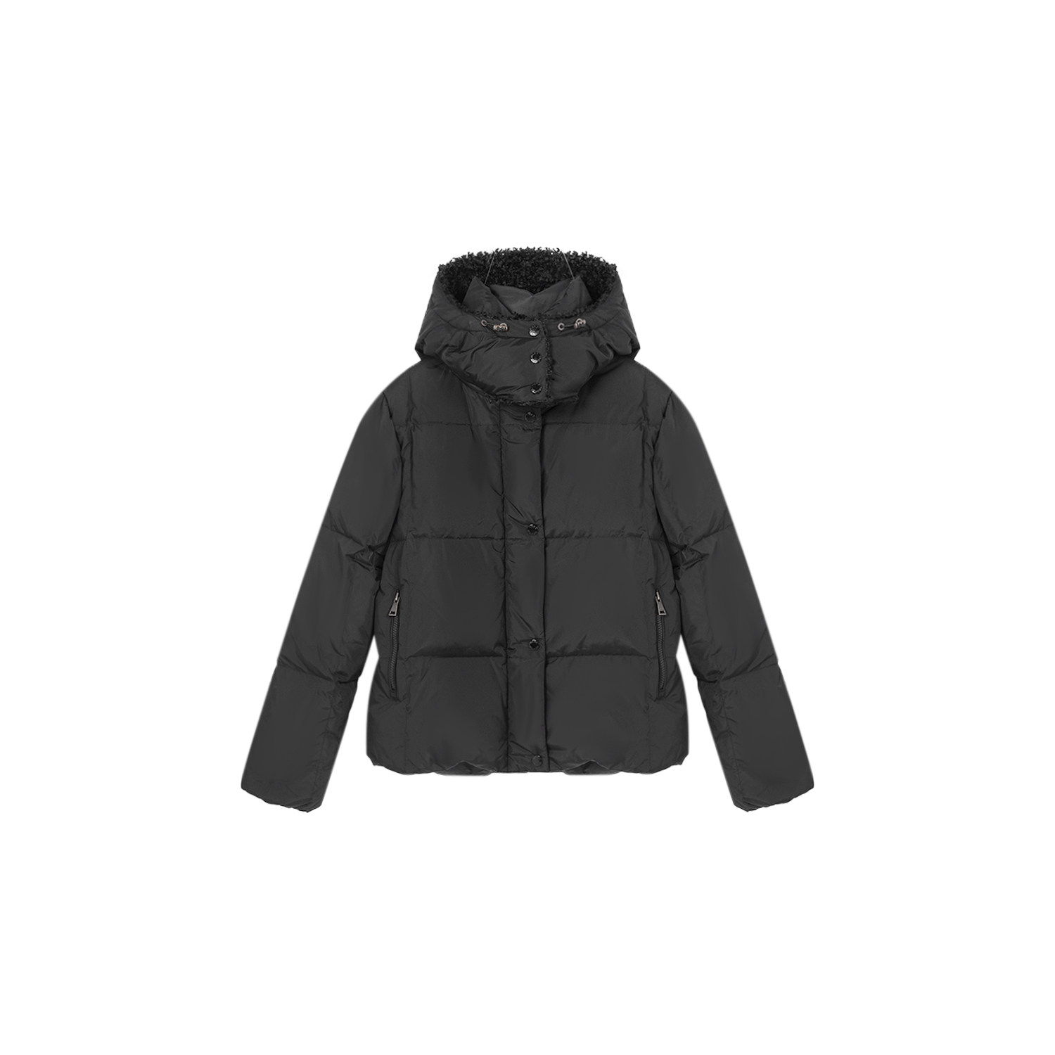 【二米粉丝专享】90鹅绒方形缝衍可拆卸连帽毛领羽绒服54C123376