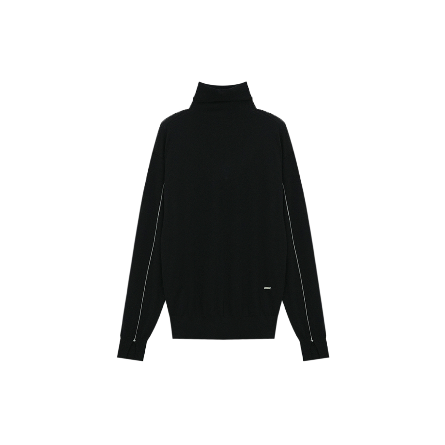 【钱老板推荐】黑色100羊毛修身显瘦极简百搭款针织衫4ZDM30060