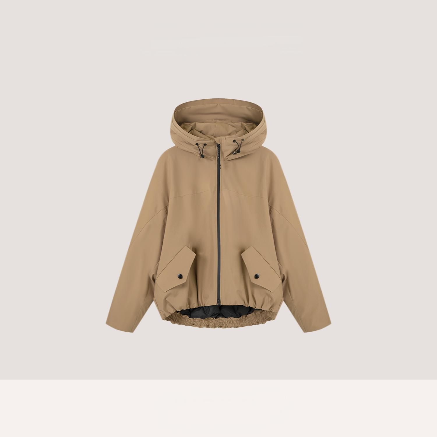 【钱老板推荐】冬季防水舒适90白鹅连帽短款拉链羽绒服54C252747