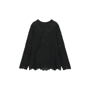 蕾丝小衫 优雅圆领长袖 桑蚕丝醋酸品质法式 51S061144 峰哥专享