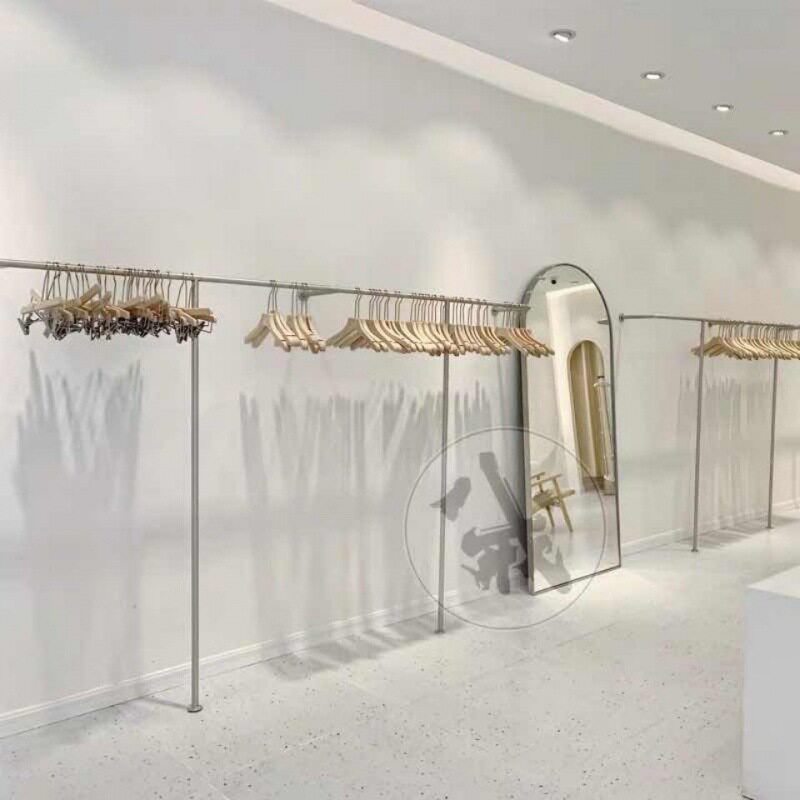 服装店上墙展示架铁艺网红挂衣杆女装店墙壁挂式墙上落地悬挂式