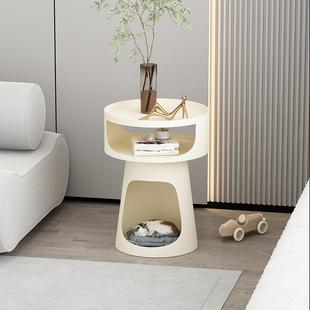 创金属客厅铁艺圆边几阳台茶形EQL桌家用卧室双层床头柜猫咪狗窝