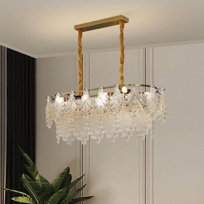 玻璃吊灯厅LED大气厅圆形卧室厅书房新款大前门客餐复古轻大奢护