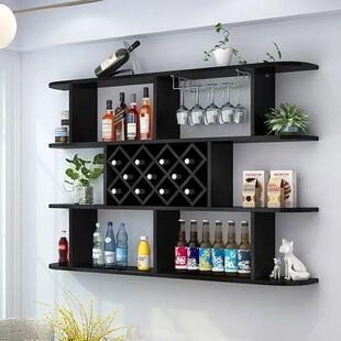 简约红现代17400酒架酒柜壁挂式置餐厅饭店层墙上悬挂式酒架创意多物架