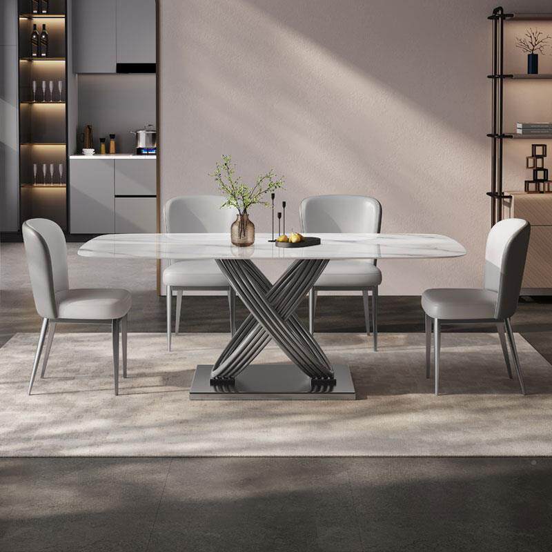 6板意式奢餐桌椅组合现代简约极超晶石岩餐HFX桌小户型轻家简用长