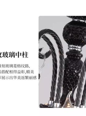 复古9826餐法式奢端黑色客厅吊灯水晶房间主灯轻欧式高大灯大气厅灯具