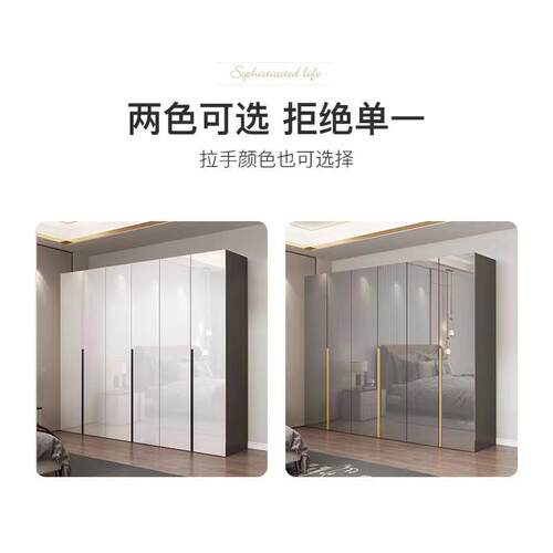 轻奢光V简U约高代衣现柜618卧室家用柜子木质四六八门衣柜组合大