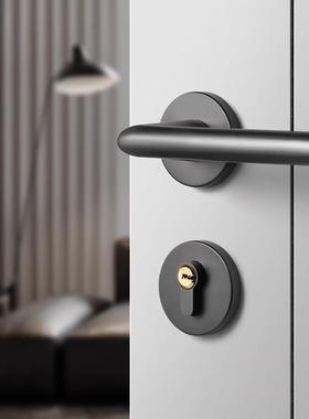 简约卧静室门锁室内用JGA房手间木门门把灰色磁吸音家黑色分体房