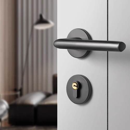 简约卧静室门锁室内用JGA房手间木门门把灰色磁吸音家黑色分体房