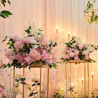台新桌款路引花波浪花艺烛台花舞现PNI场置绢花布艺引路花新款婚