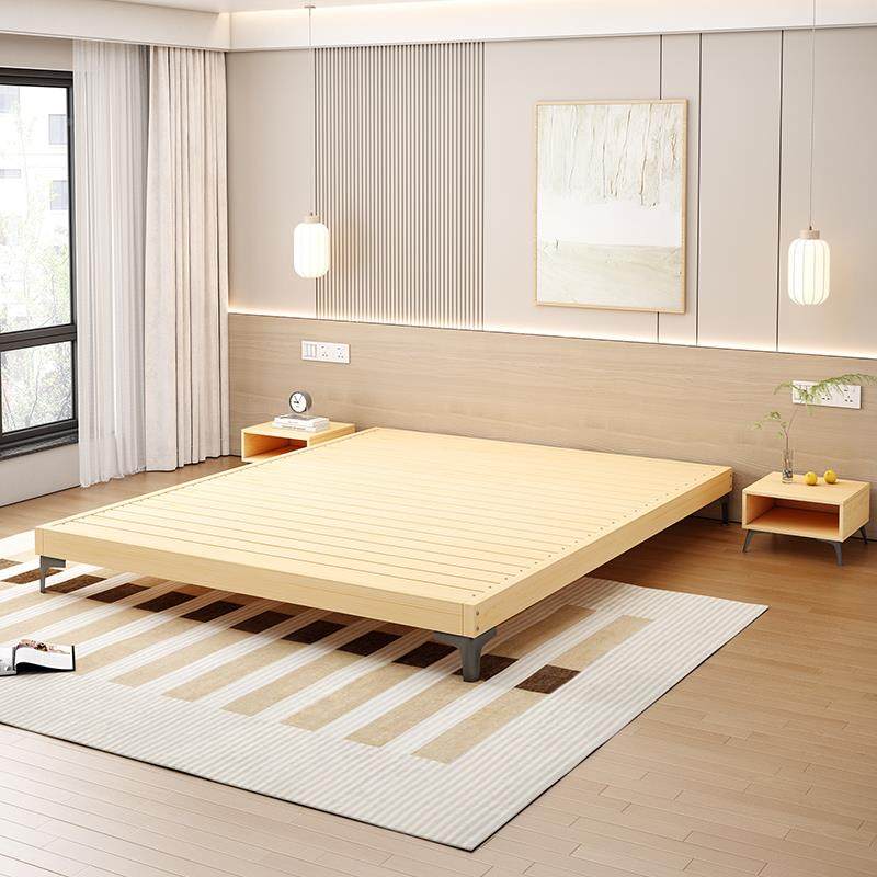 5V实木床1.5米松双人床经济型现代简约木1AOL8出租房.简易2单人床