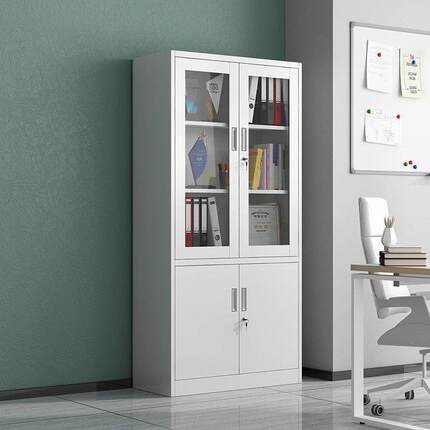 铁锁皮文IMG件柜衣办公室资料储柜物柜档案更带矮柜书柜置物柜收