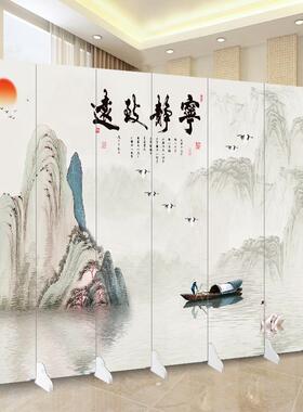 风客厅断帘双面IT102150落地折叠移山动隔入户屏家用玄关办公室水