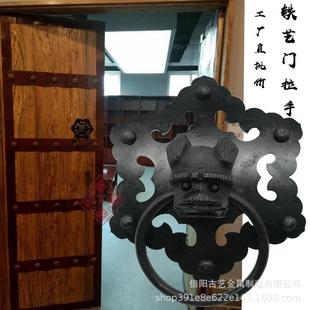 铸中无品牌/式仿古四院门首寿字铁环把大手铁合兽头提手拉手拉环