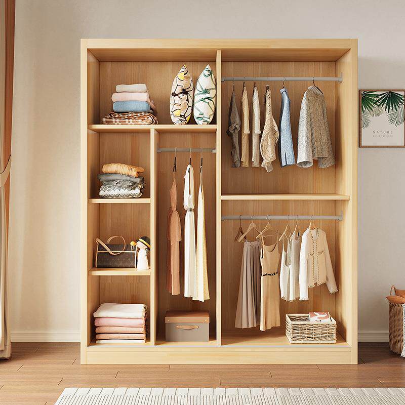 易家用装儿纯童宝宝卧室实木衣柜简组推拉68590835门2025新款原木