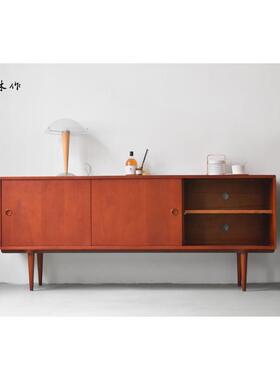 木MC风格复刻中古电视NYF柜樱桃调柚M木色丹计麦设卯榫