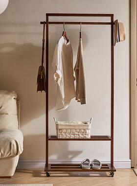 实木衣衣帽架室挂架落地新衣中式双层服挂架简易不LMA占空卧间置