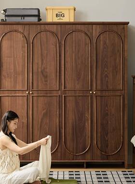 北美黑胡木实木衣柜四客厅家用门大60608衣柜中美式古风樱桃桃木橱柜