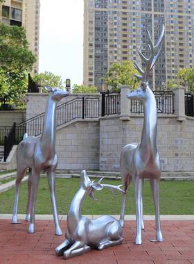 户外玻璃雕钢鹿景塑仿真梅花鹿摆件花园观园林60684小品庆婚美陈