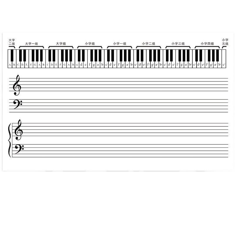 五线谱软白板磁性墙贴识谱卡钢琴音乐教学各种表格定制黑板贴涂鸦