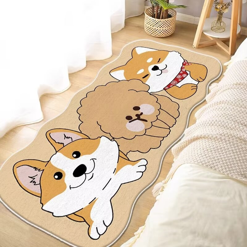 加厚仿羊绒可爱卡通男孩女孩房间卧室床边柔软地毯可坐可睡可擦洗