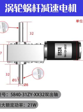 840-1zy蜗蜗轮杆微型直流减速电机1型2伏LQC5双出轴有刷微电动机2