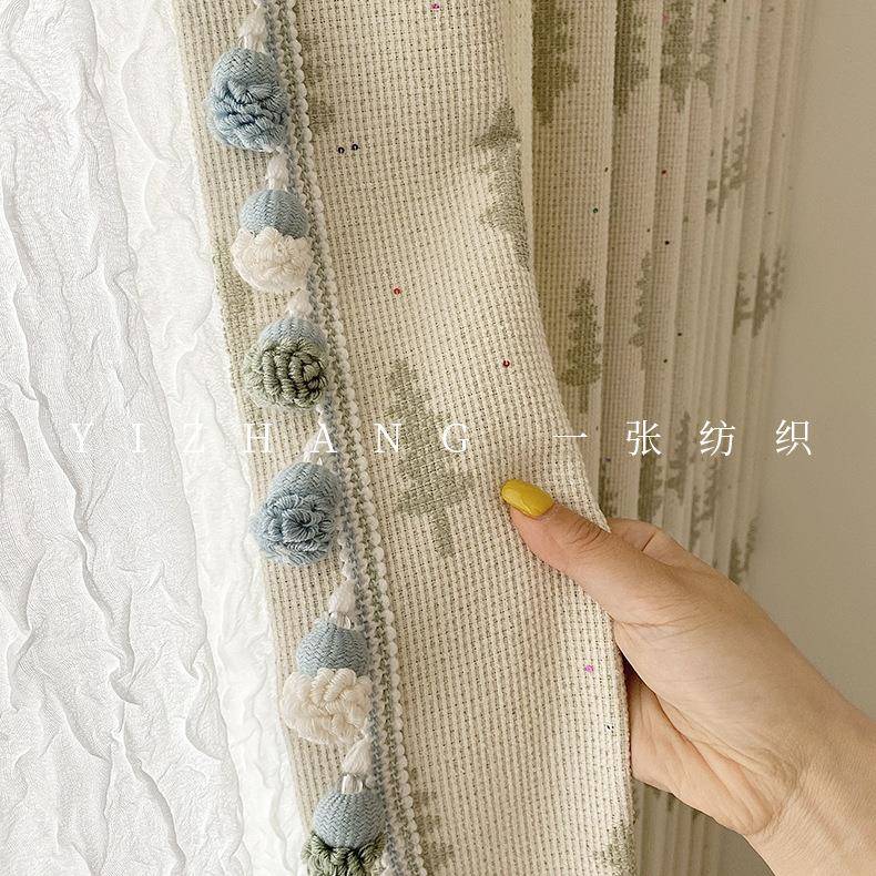 圣诞树窗男帘小松树绿色OPY花新款窗儿帘童房孩提卡通童趣窗帘奶
