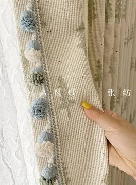 圣诞树窗男帘小松树绿色OPY花新款窗儿帘童房孩提卡通童趣窗帘奶