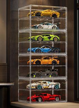 车模展盒汽子车玩具收纳示架双磁54525吸开门可叠展加全透明防尘