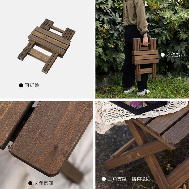 L野餐折MEC叠桌子户便捷森系甜品7台驾实木桌露营自游野餐桌外小
