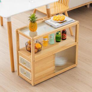 客厅玻璃可发柜移动沙发SYI茶几边柜日式藤编茶沙水柜极窄侧边边