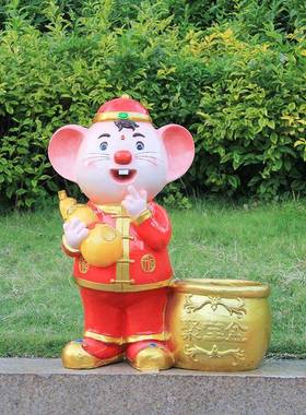 璃钢鼠玻年卡通老鼠鼠雕塑场新春美陈陈年商74331户外景观雕塑摆