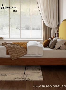 奢法式复古莱床茵中实古风主卧木大床简约小70516轻户型布艺软包