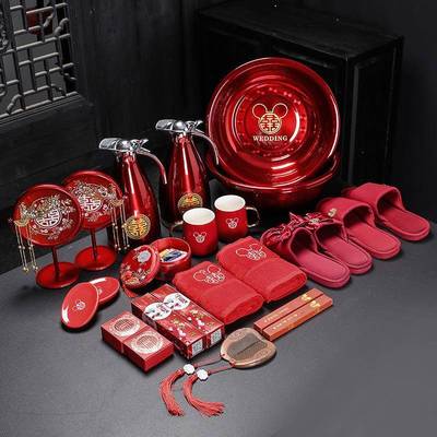 聚套陪宝嫁套装物品女方新LPA娘全备婚结婚用嫁品大全妆娘家喜盆
