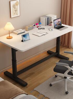 升降书桌降家用台式电脑桌童学习字桌可儿升书房写办公桌简易THMA