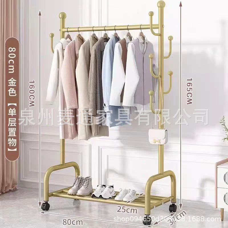加加粗带轮带篮子可移动收落纳衣帽厚架地家用房间卧室简无品牌/易多层挂