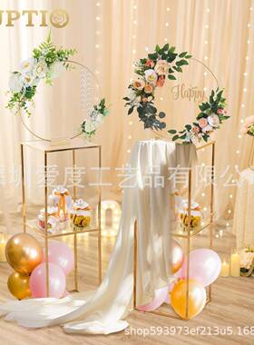 跨新款婚何庆道具铁艺电镀几花架方框可拆卸婚ZPV礼现场境主桌饰