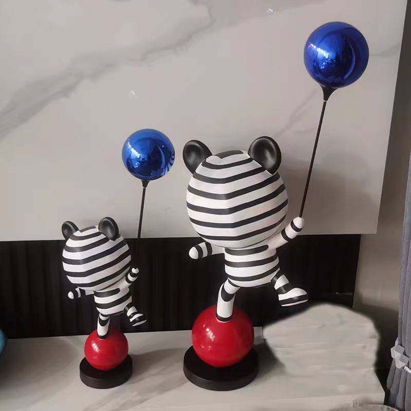 现代简约网红熊摆件客厅电视柜玄关卡通气球杂技熊落地雕塑装饰品,玩具/童车/益智/积木/模型,垂直悬浮玩具,淘宝优惠券,粉丝福利购,淘宝优惠卷