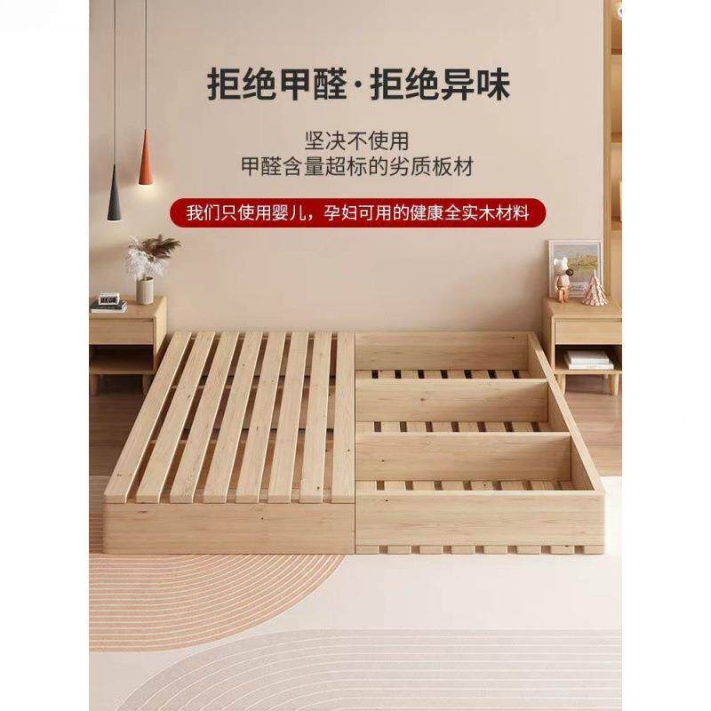 实木日式榻榻米骨床落地式室出租房折2za6258双叠床架现代人排架