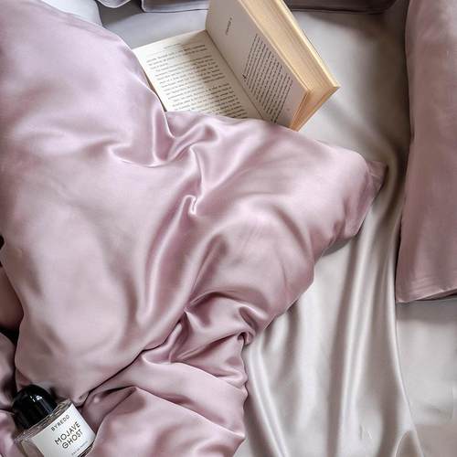 6件0支兰精天丝四套简约纯色双拼WZ102013夏季凉感丝滑冰丝被套床